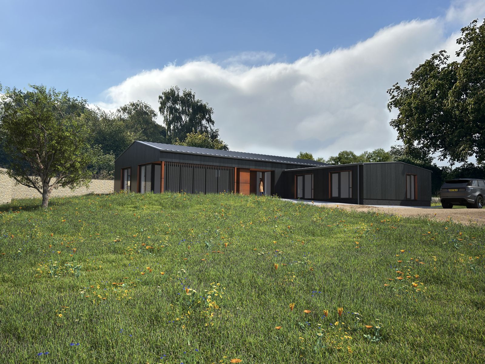 Render of the finished barn conversion in its setting
